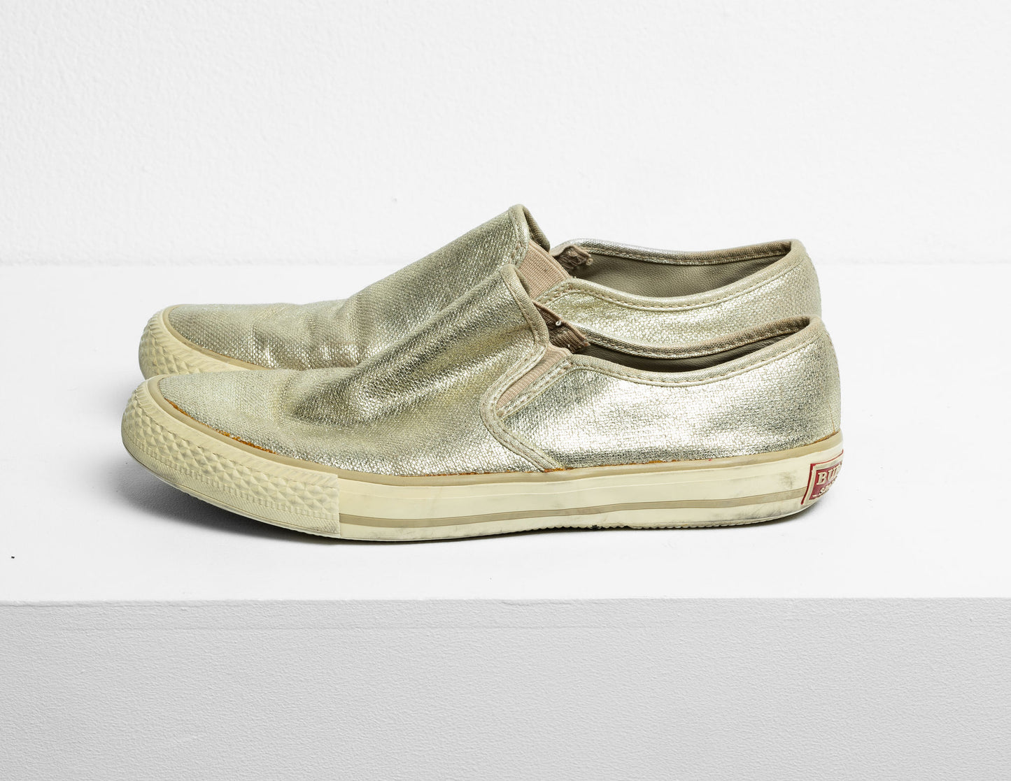 Burberry Metallic Light Gold Speckle Slip On Sneaker Shoes Sz.8 US/39