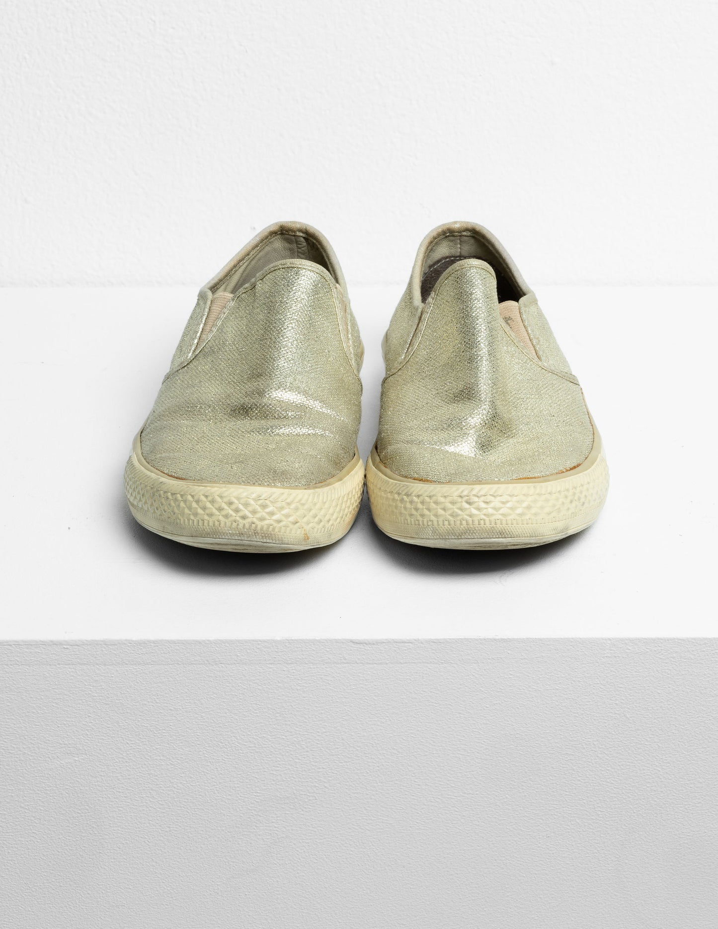 Burberry Metallic Light Gold Speckle Slip On Sneaker Shoes Sz.8 US/39